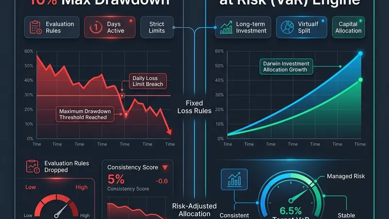 FTMO vs Darwinex Zero rules and payout comparison chart 2026