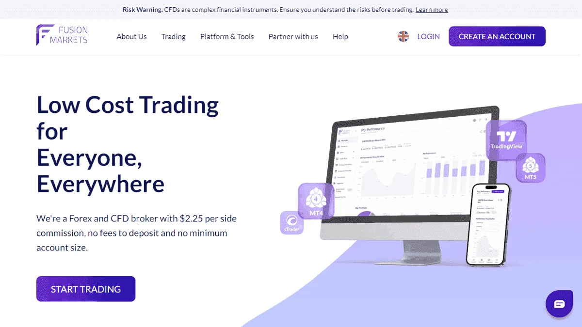 Fusion Markets prop firm review - Trading platform and dashboard preview verified 2026